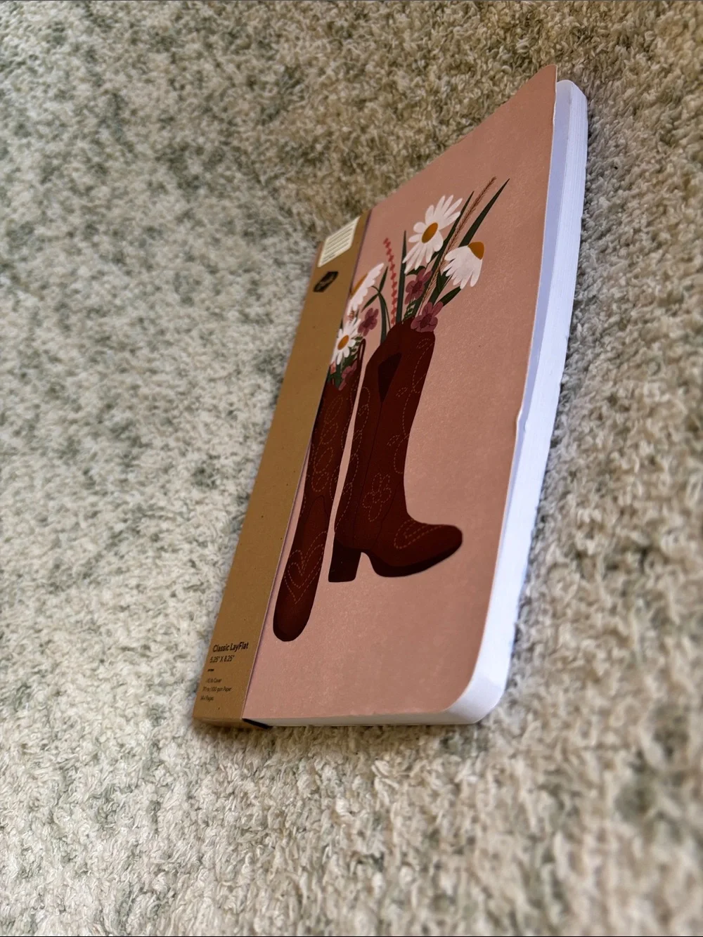 Denik Pink Western Floral Cowboy Boot Lined Notebook Journal NWT 144pgs
